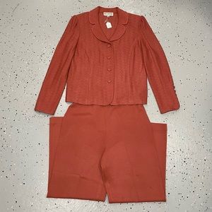 St. John Collection Red Blazer and Pants Set